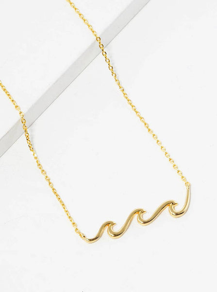 18K Gold Dipped Wave Pendant Necklace