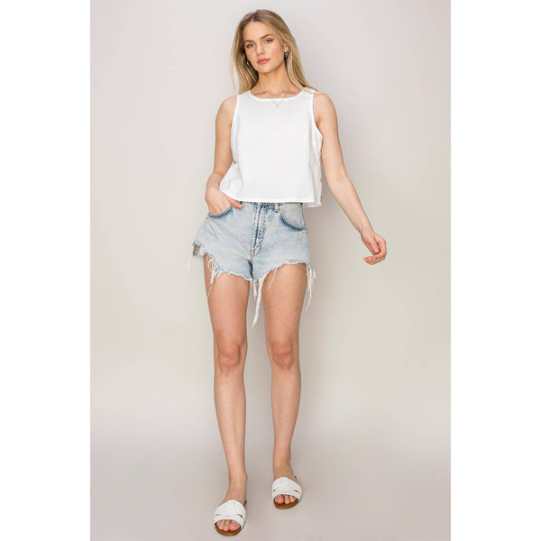 Side-Button Sleeveless Top