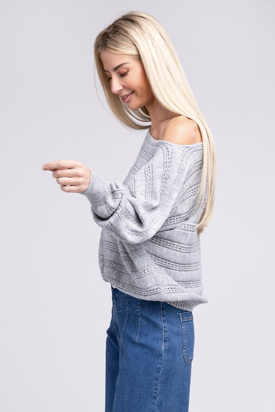 Boat Neck Cable Knit Sweater