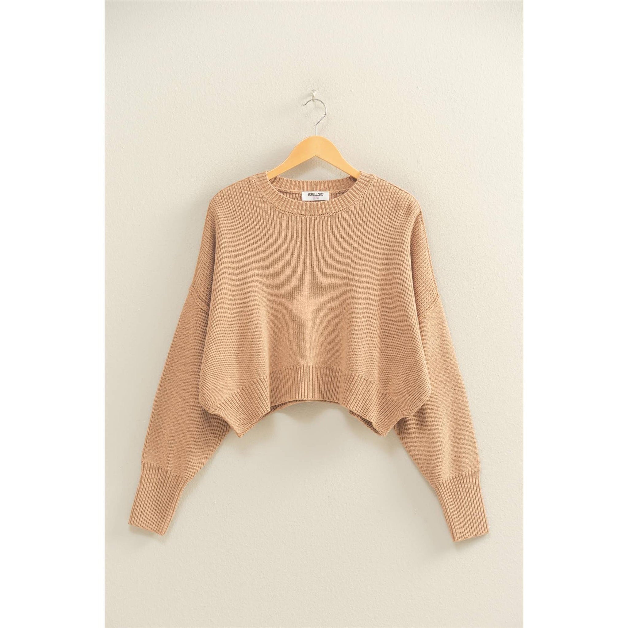 Ribbed Knit Oversized Cropped Sweater