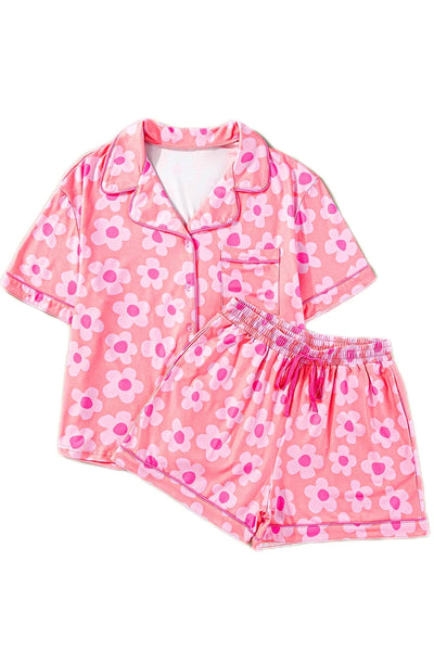 Floral Button Down Pajama Set in Four Colors