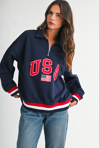 USA Graphic Half Zip Sweatshirt