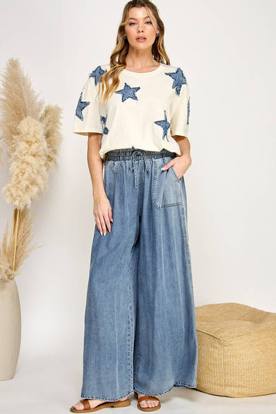 DENIM PALAZZO PANTS