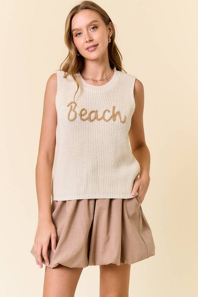 ROUND NECK BEACH SWEATER TANK TOP