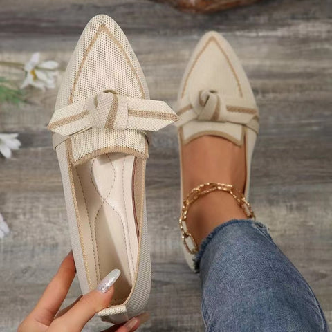 Bow Contrast Trim Point Toe Sneakers