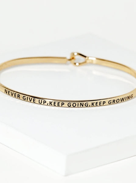 Inspirational Engraved Bangle Bracelet - Keep Going