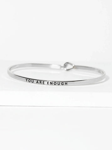 You Are Enough Engraved Inspirational Bangle Bracelet