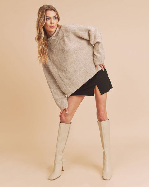 Toasted Almond Mock Neck Sweater