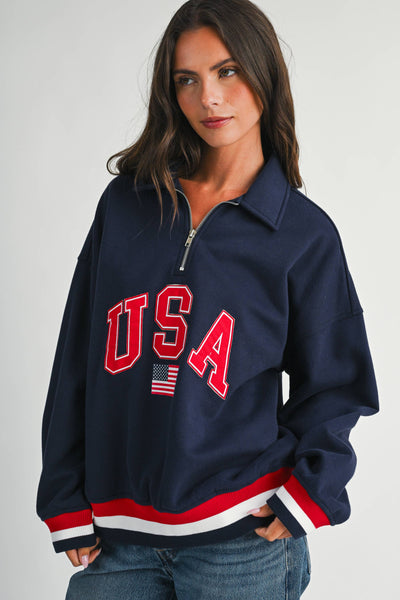 USA Graphic Half Zip Sweatshirt
