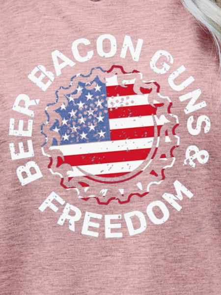 BEER BACON GUNS & FREEDOM US Flag Graphic Tee