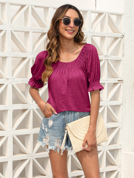 Ruched Short Sleeve Blouse