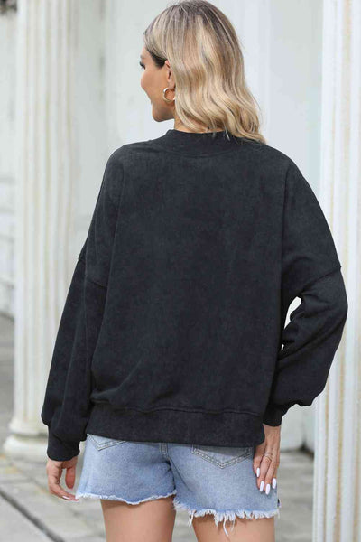 Sequin Football Patch Dropped Shoulder Sweatshirt