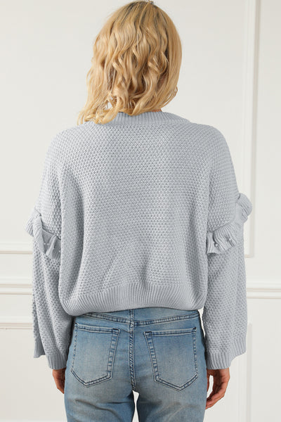 Pearl Trim Ruffled Sweater