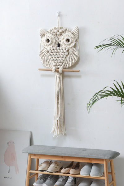 Hand-Woven Owl Wall Hanging
