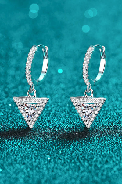 1 Carat Moissanite Triangle Drop Earrings