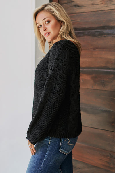 Cable Knit V-Neck Sweater