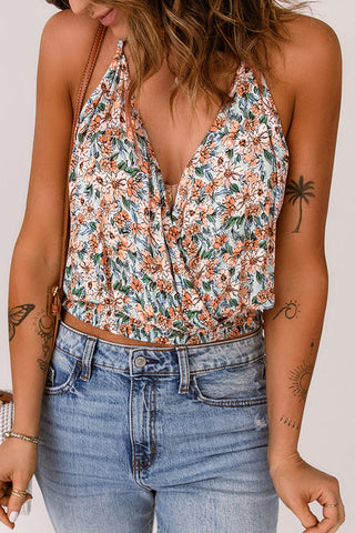 Floral Elastic Waist Cropped Cami