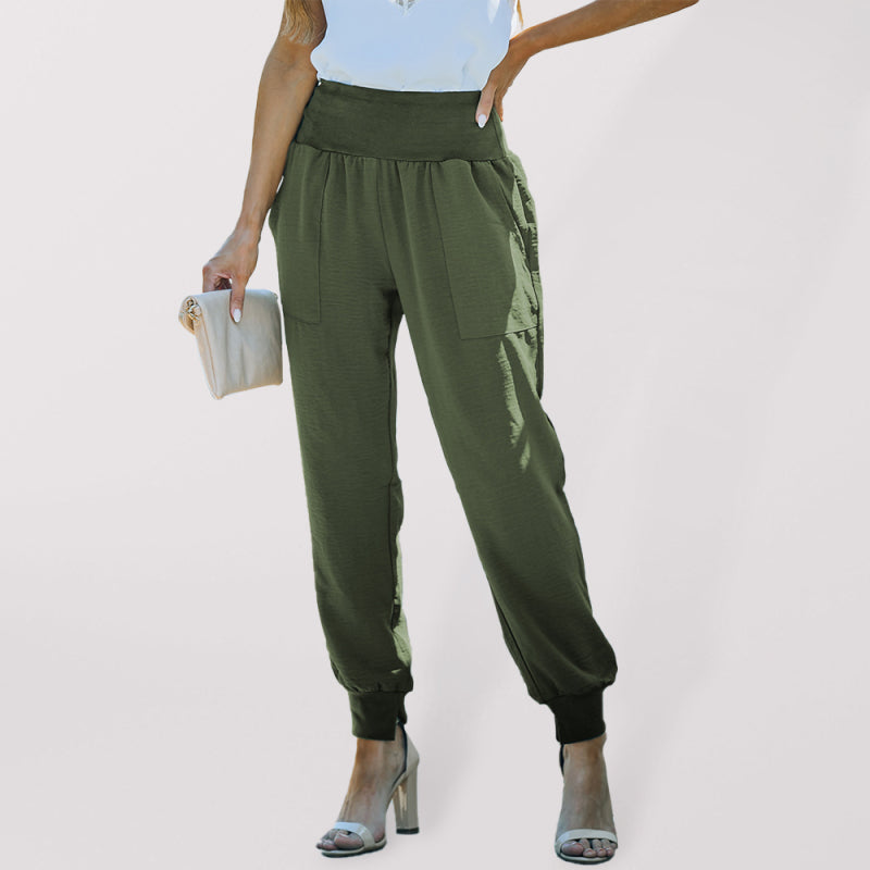 Women's Solid Color Pocket Relaxed Cargo Pants