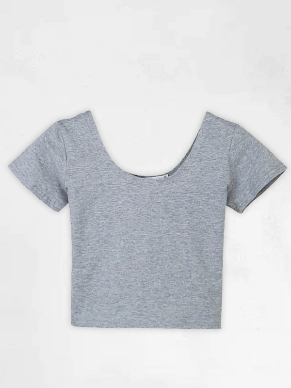 Cotton tight-fitting navel-cut short-sleeved women's t-shirt slim high-waist cropped top