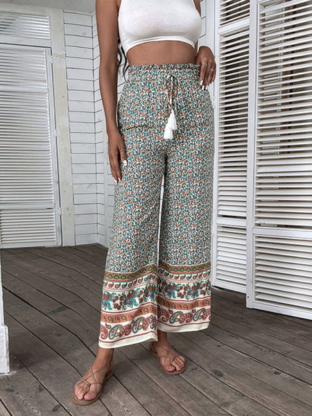 Women's Bohemian Ethnic Print Wide Leg Pants