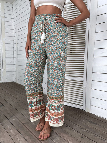 Women's Bohemian Ethnic Print Wide Leg Pants